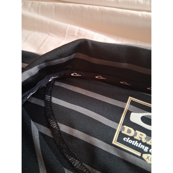 Drake Clothing Co. Polo Shirt Mens Sz XL  Black Gray Striped Performance Stretch - Picture 3 of 5